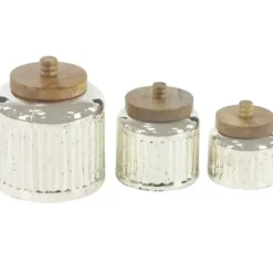 Decorative Bowls & Jars-Kirkland's Home Galvanized Metal 3-Pc. Decorative Jar Set Gray