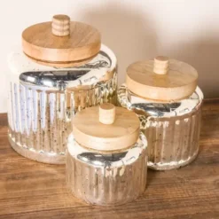 Decorative Bowls & Jars-Kirkland's Home Galvanized Metal 3-Pc. Decorative Jar Set Gray