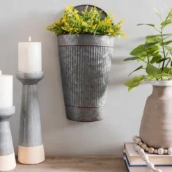 Wall Storage-Kirkland's Home Galvanized Metal Ribbed Wall Pocket