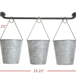 Wall Storage-Kirkland's Home Galvanized Silver Bucket Wall Planters