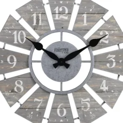 Clocks-Kirkland's Home Galvanized Windmill Wall Clock Gray