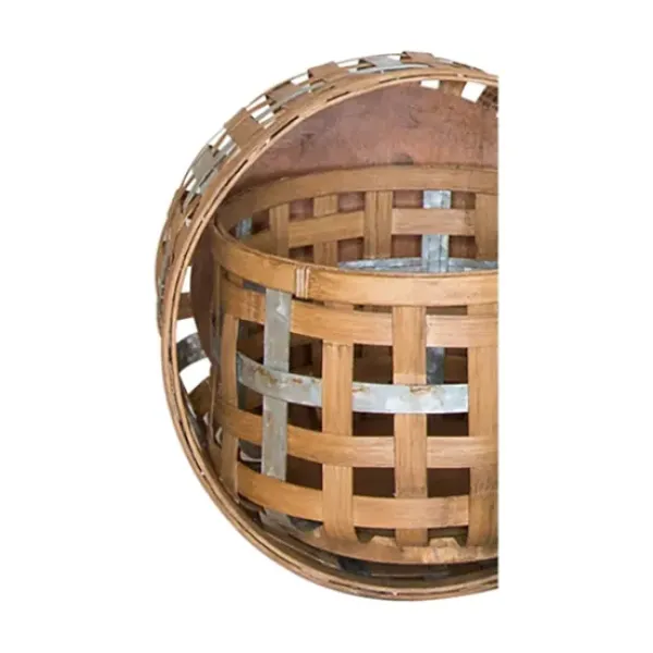 Baskets & Boxes-Kirkland's Home Galvanized Woven Wicker Baskets, Set Of 3 Tan/Silver