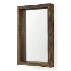 Framed Mirrors-Kirkland's Home Garcelle Raw Wood Rectangle Wall Mirror Brown