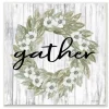 Wall Quotes & Signs-Kirkland's Home Gather In Floral Wood Plank Wall Plaque White/Green/Gray