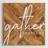 Wall Quotes & Signs-Kirkland's Home Gather Together Wood Plank Wall Plaque White/Tan/Brown