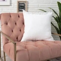 Pillows-Kirkland's Home Gauze Organic Fringe Throw Pillow White