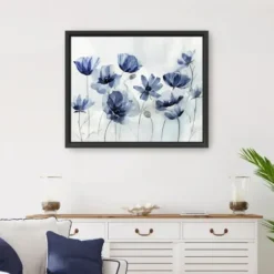 Framed Art-Kirkland's Home Gentian Awakening Framed Canvas Art Print White/Blue/Gray