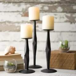 Candle Holders-Kirkland's Home Geometric Diamond Candle Holders, Set Of 3 Brown