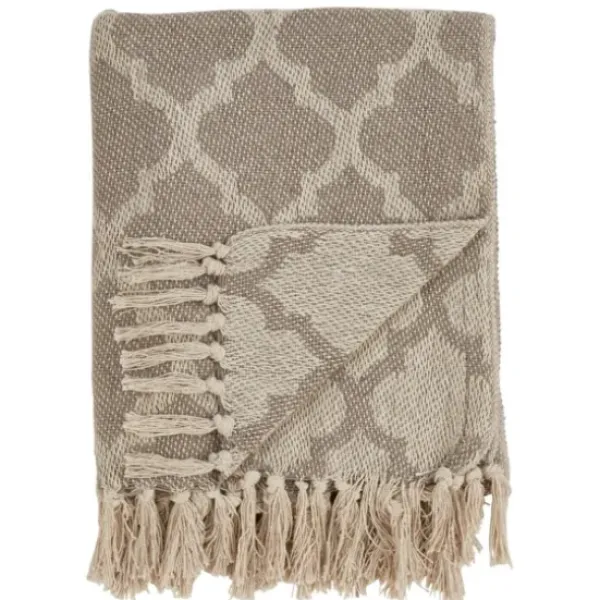 Blankets & Throws-Kirkland's Home Geometric Fringe Throw Blanket Tan