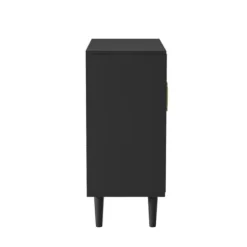 Cabinets & Sideboards-Kirkland's Home Geometric Gold Handle Cabinet Black