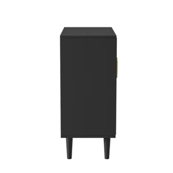 Cabinets & Sideboards-Kirkland's Home Geometric Gold Handle Cabinet Black