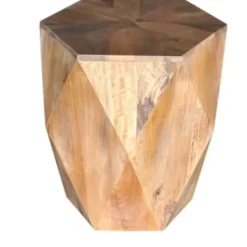 Accent & End Tables-Kirkland's Home Geometric Mango Wood Accent Table Tan