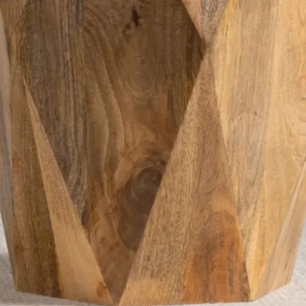 Accent & End Tables-Kirkland's Home Geometric Mango Wood Accent Table Tan