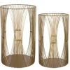 Candle Holders-Kirkland's Home Geometric Metal Hurricanes, Set Of 2 Gold