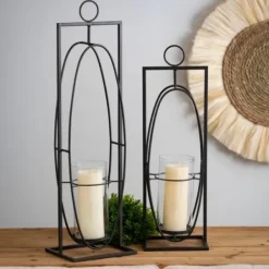 Sconces-Kirkland's Home Geometric Oval 2-Pc. Hurricane Sconce Set