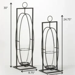 Sconces-Kirkland's Home Geometric Oval 2-Pc. Hurricane Sconce Set