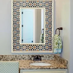 Decorative Mirrors-Kirkland's Home Geometric Tile Print Mirror