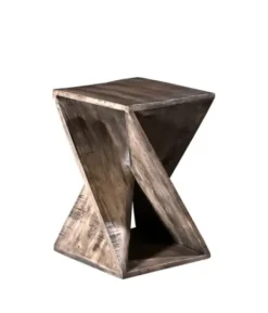 Accent & End Tables-Kirkland's Home Geometric Twist Wood Accent Table Tan