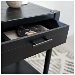 Accent & End Tables-Kirkland's Home Geometrical Industrial Pull Accent Table Black