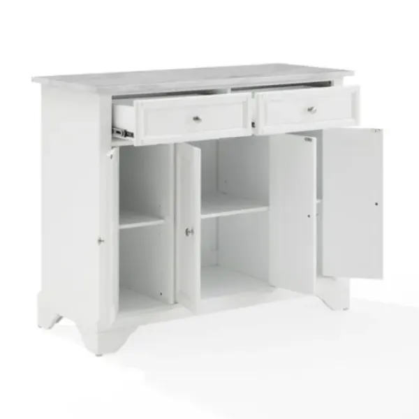 Kitchen Islands & Bar Carts-Kirkland's Home Gia All Marble Kitchen Island White