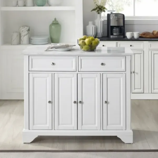 Kitchen Islands & Bar Carts-Kirkland's Home Gia All Marble Kitchen Island White