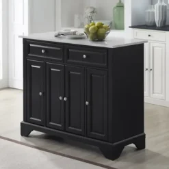 Kitchen Islands & Bar Carts-Kirkland's Home Gia Black And White Marble Kitchen Island Black/White