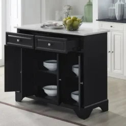 Kitchen Islands & Bar Carts-Kirkland's Home Gia Black And White Marble Kitchen Island Black/White