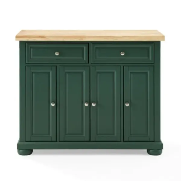Kitchen Islands & Bar Carts-Kirkland's Home Gia Forest Green Wood Kitchen Island Green/Tan