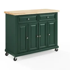Kitchen Islands & Bar Carts-Kirkland's Home Gia Forest Green Wood Kitchen Island Green/Tan