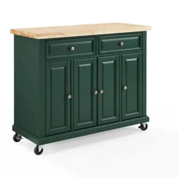 Kitchen Islands & Bar Carts-Kirkland's Home Gia Forest Green Wood Kitchen Island Green/Tan