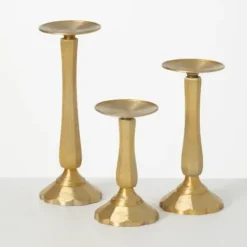 Candle Holders-Kirkland's Home Gilded En 3-Pc. Pillar Candle Holder Set Gold