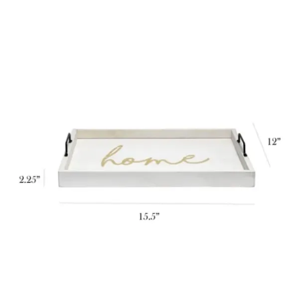 Decorative Trays-Kirkland's Home Gilded White Ceramic Trays, Set Of 2 White/Gold