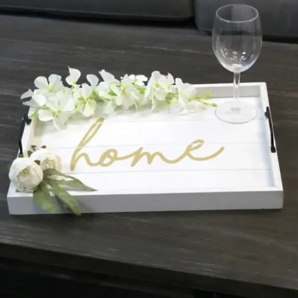 Decorative Trays-Kirkland's Home Gilded White Ceramic Trays, Set Of 2 White/Gold