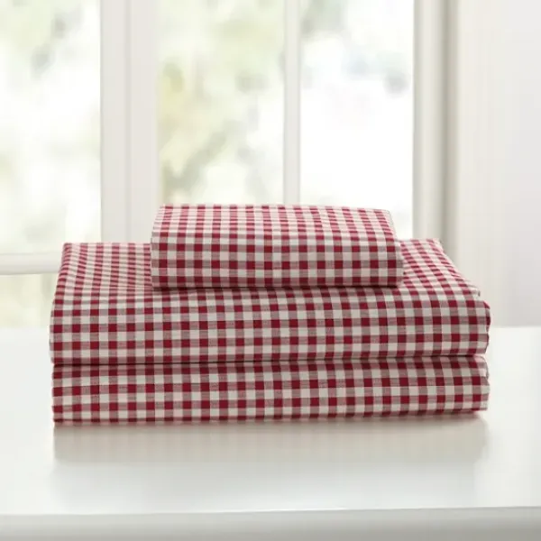Bed Sheets-Kirkland's Home Gingham Full 3-Pc. Sheet Set Red
