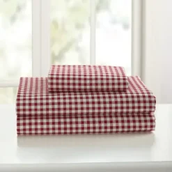 Bed Sheets-Kirkland's Home Gingham King 3-Pc. Sheet Set Red
