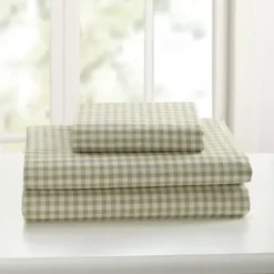 Bed Sheets-Kirkland's Home Gingham 4-Pc. Queen Sheet Set Green