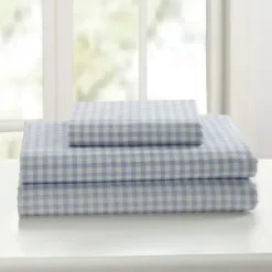 Bed Sheets-Kirkland's Home Gingham Twin 3-Pc. Sheet Set Blue