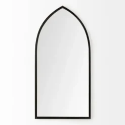 Decorative Mirrors-Kirkland's Home Giovanna Black Metal Pointed Arch Wall Mirror