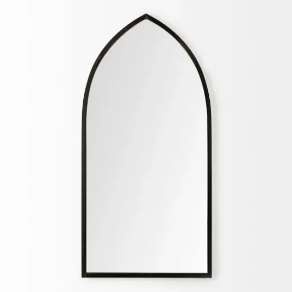 Decorative Mirrors-Kirkland's Home Giovanna Black Metal Pointed Arch Wall Mirror
