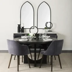 Decorative Mirrors-Kirkland's Home Giovanna Black Metal Pointed Arch Wall Mirror