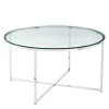 Coffee Tables-Kirkland's Home Glass & Chrome X-Base Coffee Table Clear