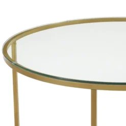 Coffee Tables-Kirkland's Home Glass & Gold X-Base Coffee Table Clear