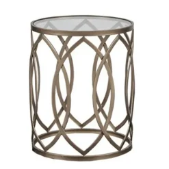 Accent & End Tables-Kirkland's Home Glass And Metal Accent Table Gold