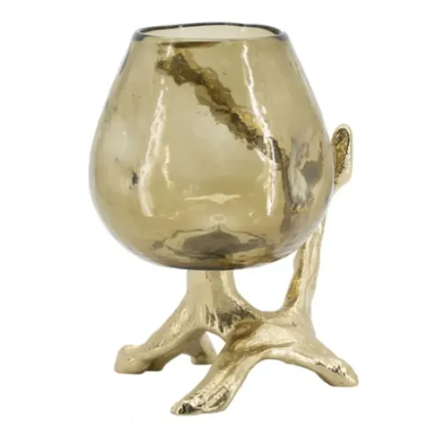 Candle Holders-Kirkland's Home Glass And Metal Driftwood Candle Holder Gold