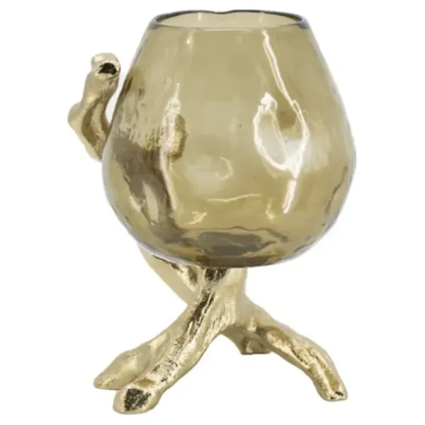 Candle Holders-Kirkland's Home Glass And Metal Driftwood Candle Holder Gold