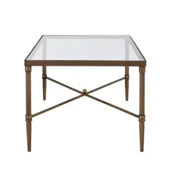 Coffee Tables-Kirkland's Home Glass And Metal Rectangle Porter Coffee Table Gold