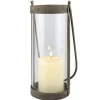 Lanterns-Kirkland's Home Glass And Rustic Metal Lantern Gray