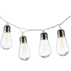 Outdoor Lighting-Kirkland's Home Glass Bulb Solar Outdoor String Lights Silver