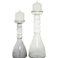 Candle Holders-Kirkland's Home Glass Candle Holders, Set Of 2 Clear