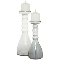 Candle Holders-Kirkland's Home Glass Candle Holders, Set Of 2 Clear